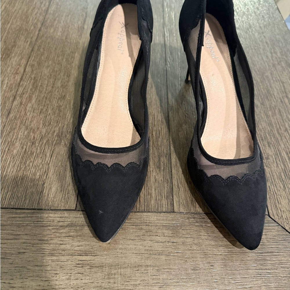Xappeal Black Mesh Heels